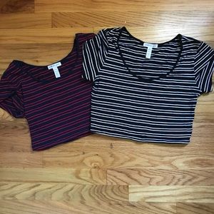 2 for 10 SET of striped crop tops